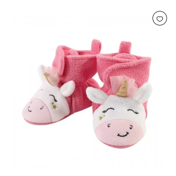 NWT Hudson Baby Pink Star Unicorn Fleece Booties 12-18M - Picture 1 of 4